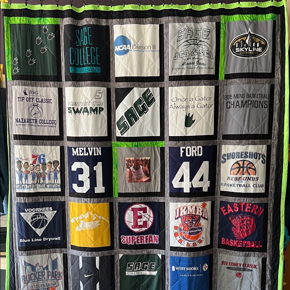 Nike Multicolor T-Shirt Quilt with Black and Gray Accents